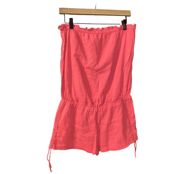 Victoria’s Secret Pink Strapless Cotton Romper Size Large - Picture 1 of 8